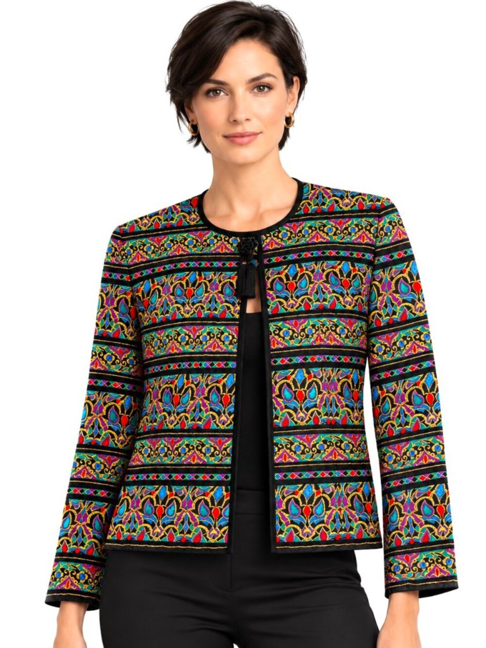 Maggy London Multicolor Quilted Silk Jacket